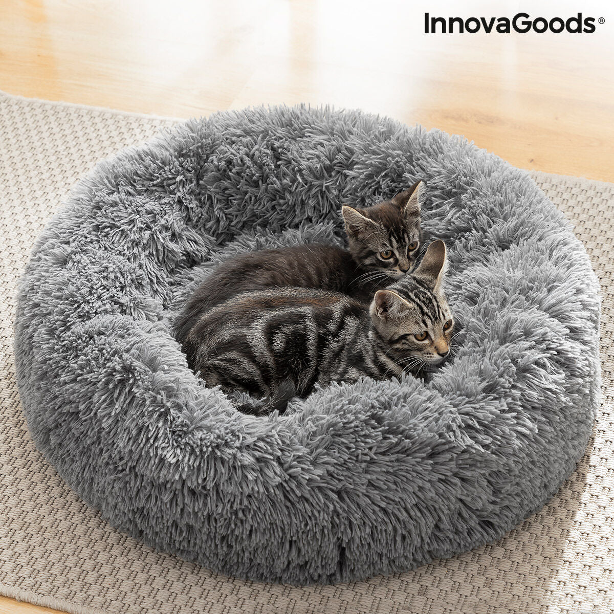 InnovaGoods Bepess Kuscheliges Haustierbett – Ø 60 cm, Grau