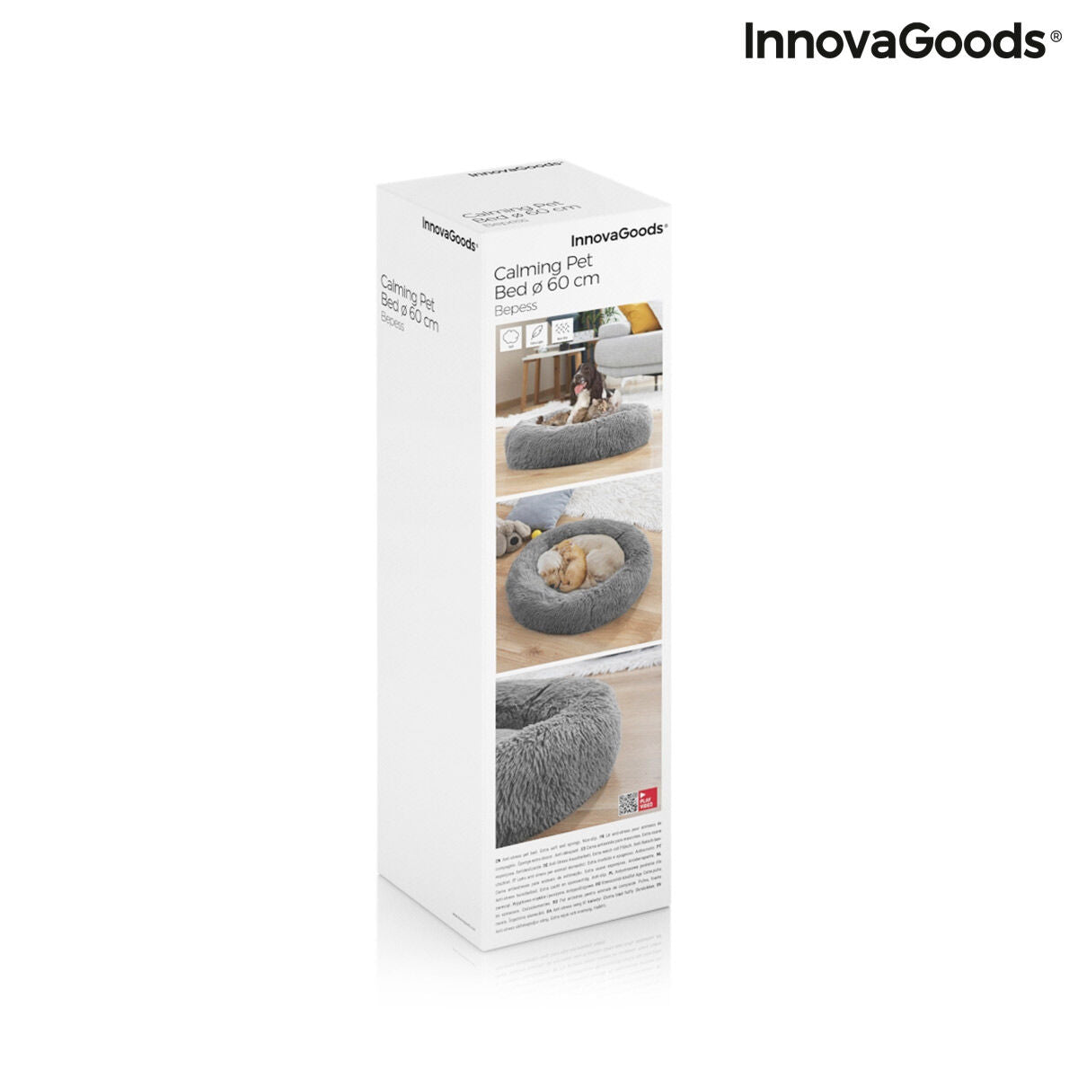 InnovaGoods Bepess Kuscheliges Haustierbett – Ø 60 cm, Grau