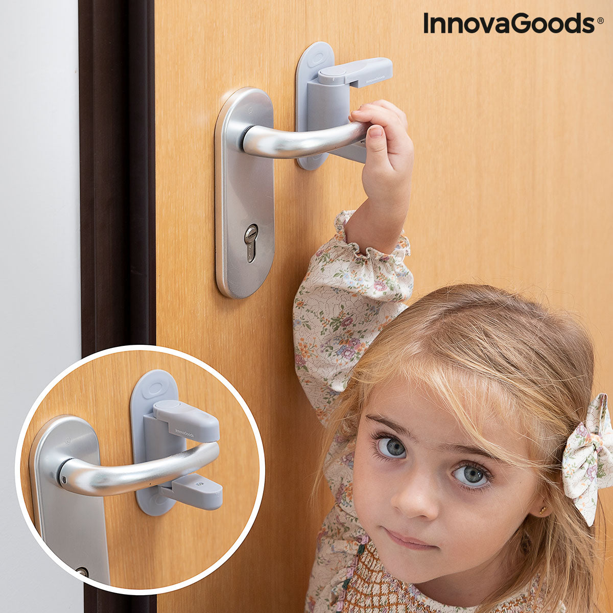 Türgriff-Sicherheitsschloss Dlooky InnovaGoods 2er-Set Grau