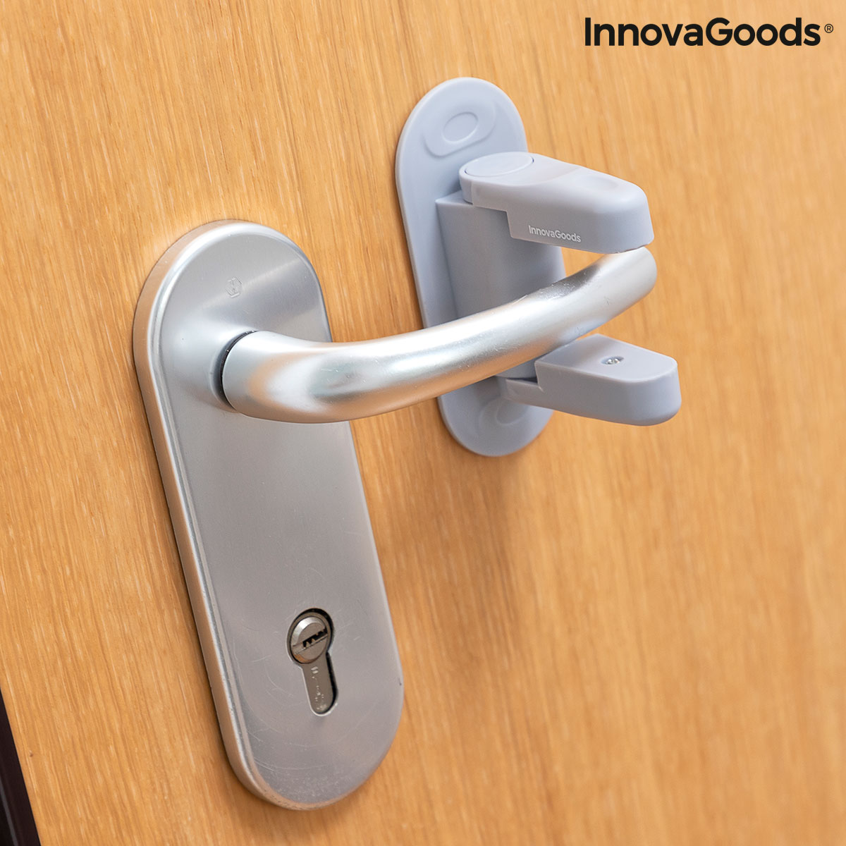 Türgriff-Sicherheitsschloss Dlooky InnovaGoods 2er-Set Grau