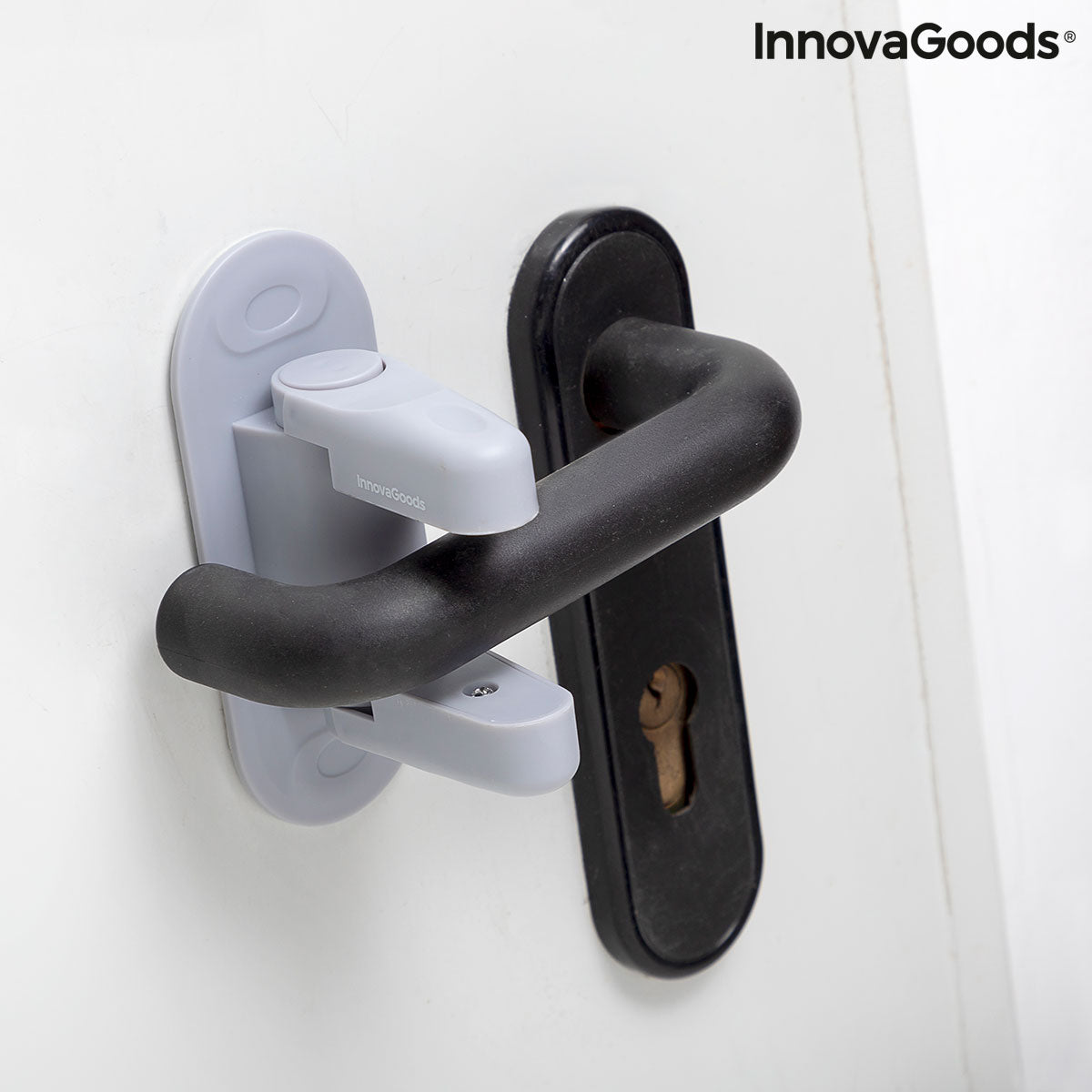 Türgriff-Sicherheitsschloss Dlooky InnovaGoods 2er-Set Grau