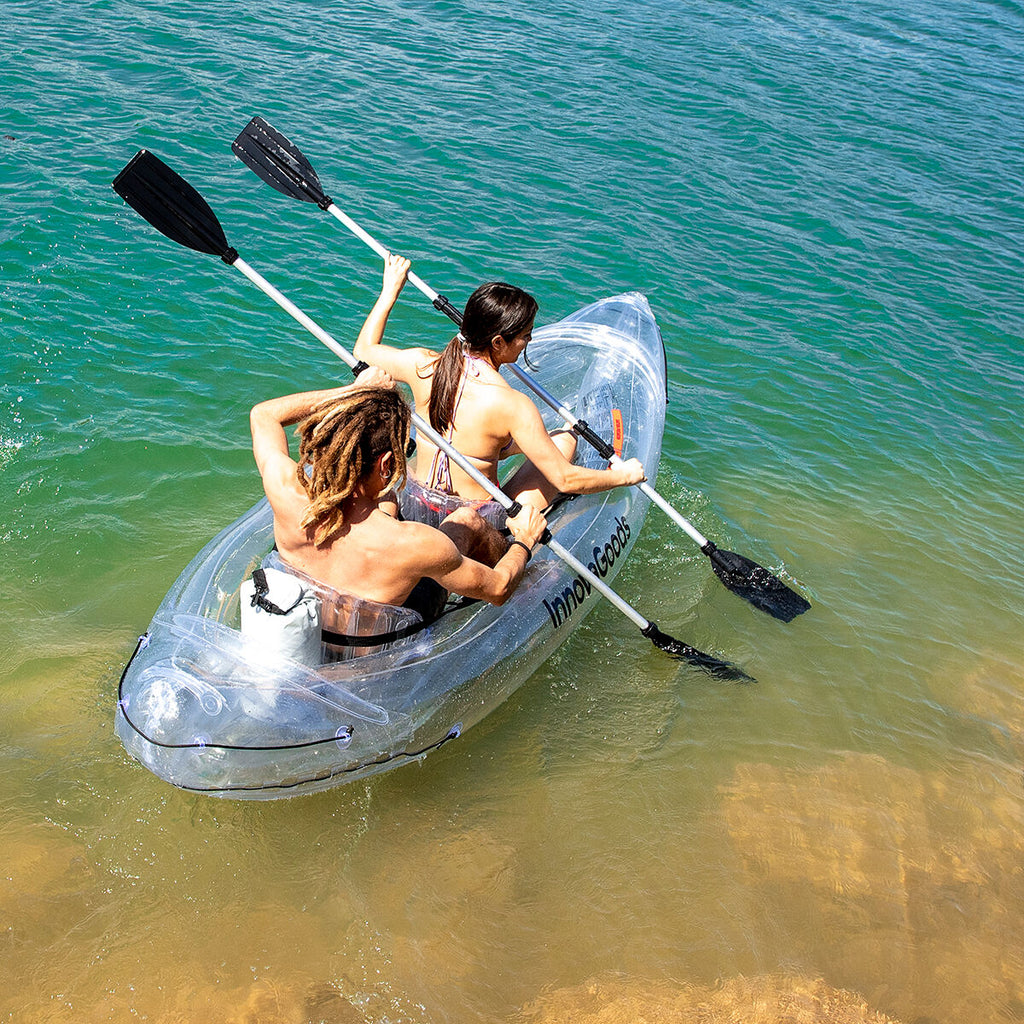 InnovaGoods Paros transparentes aufblasbares Kajak – 2-Sitzer, 312 cm