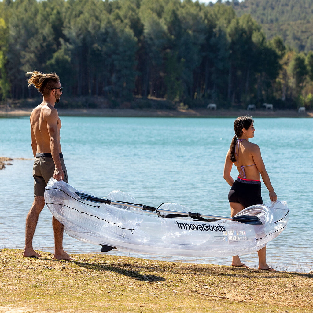 InnovaGoods Paros transparentes aufblasbares Kajak – 2-Sitzer, 312 cm