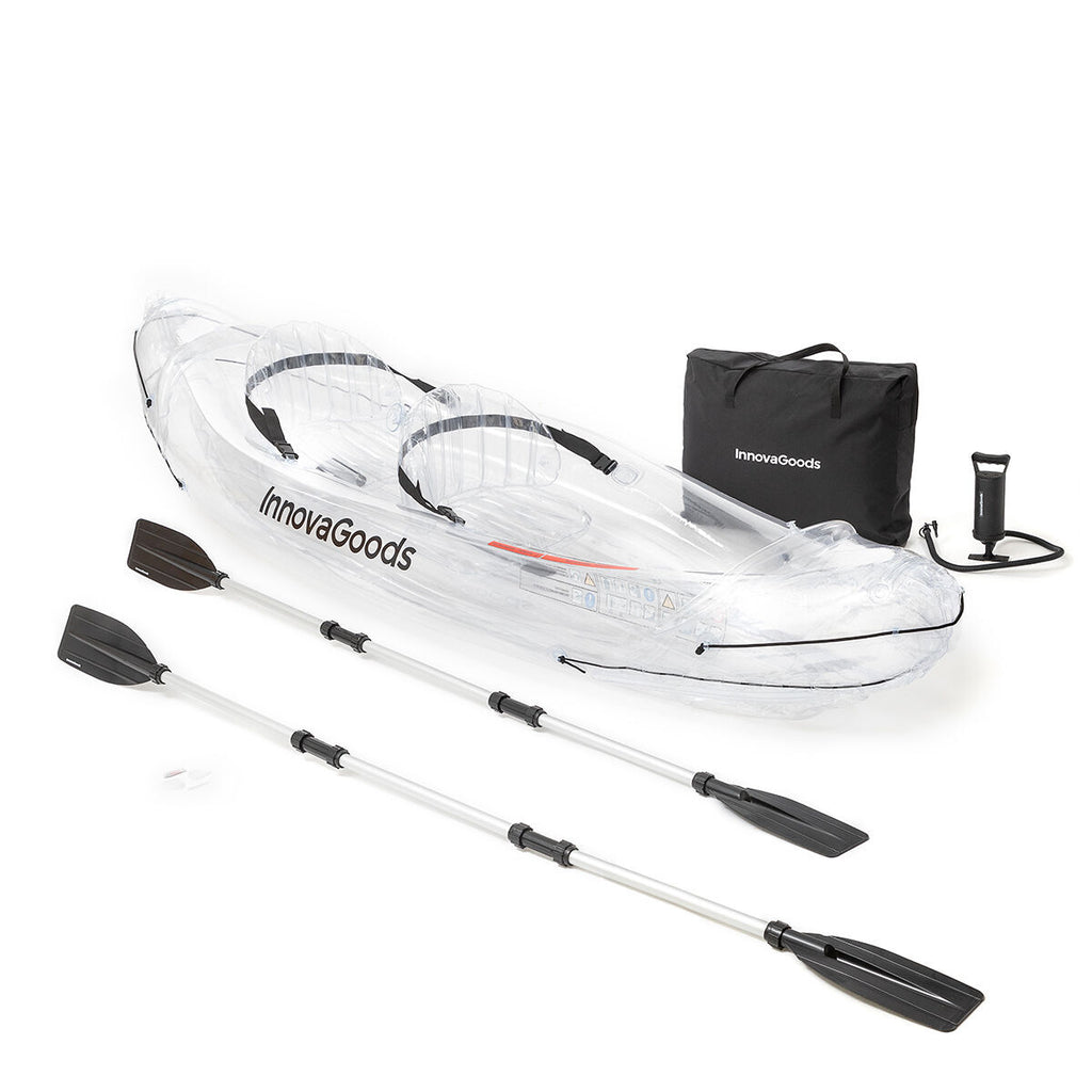 InnovaGoods Paros transparentes aufblasbares Kajak – 2-Sitzer, 312 cm