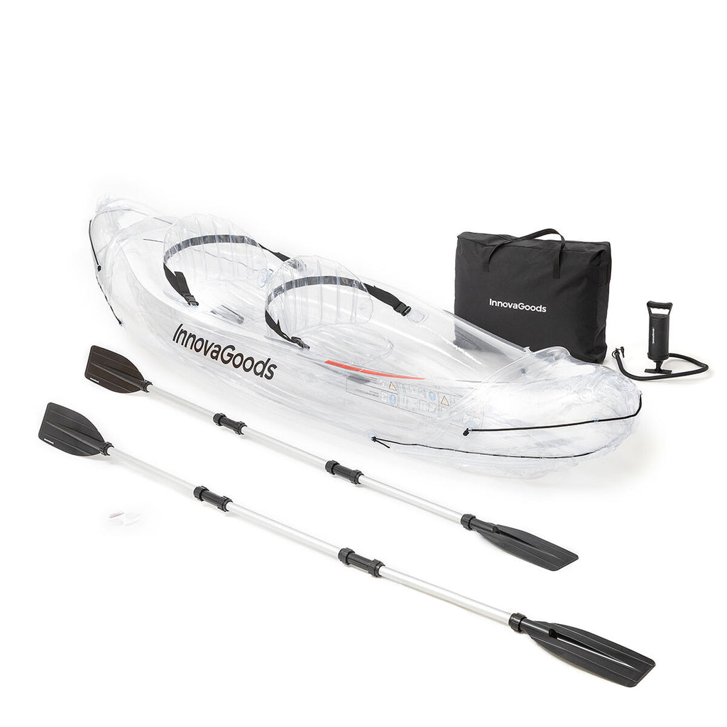 InnovaGoods Paros transparentes aufblasbares Kajak – 2-Sitzer, 312 cm