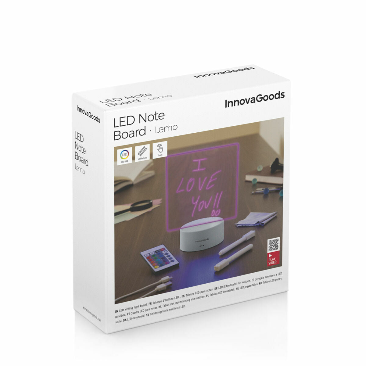 InnovaGoods Lemo LED-Notiztafel – 16 Farben mit Fernbedienung