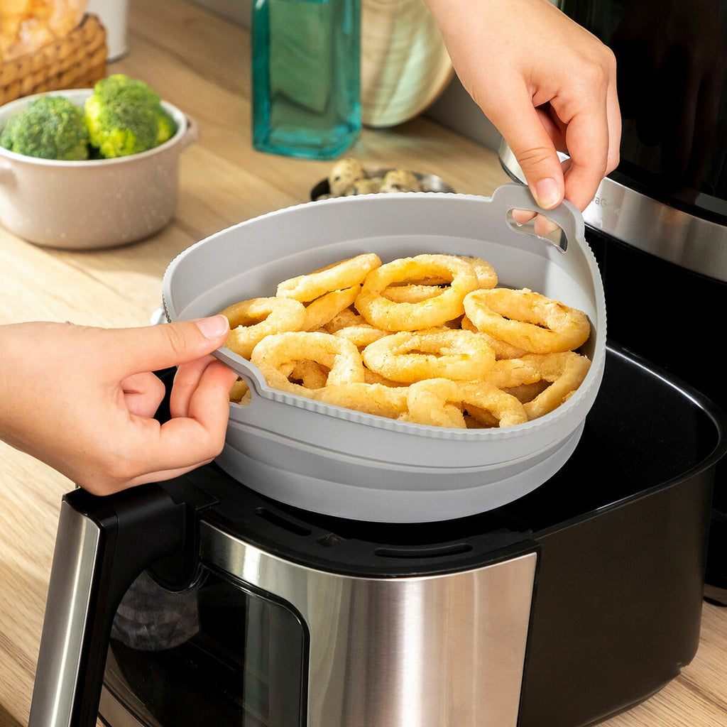 InnovaGoods Fliynner Faltbarer Airfryer-Silikonkorb mit Trenner – Ø 21,5 cm