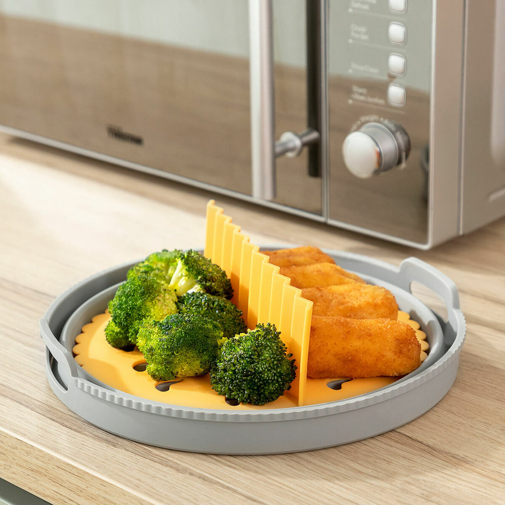 InnovaGoods Fliynner Faltbarer Airfryer-Silikonkorb mit Trenner – Ø 21,5 cm