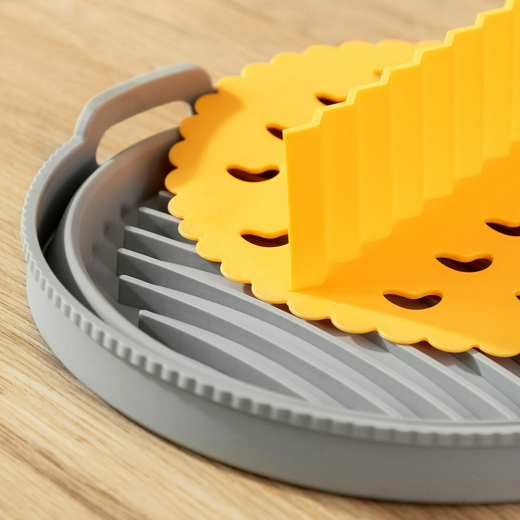 InnovaGoods Fliynner Faltbare Airfryer-Silikonkörbe – 3er-Set mit Trennwänden