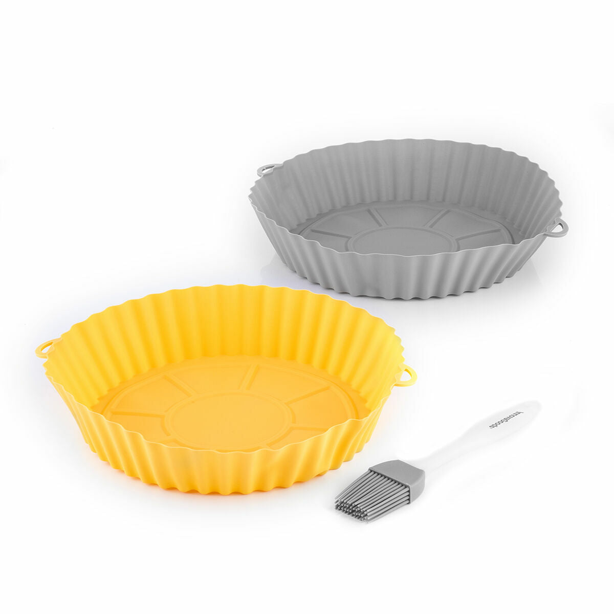 InnovaGoods Mollicon Airfryer-Silikonkörbe – 2er-Set mit Küchenpinsel