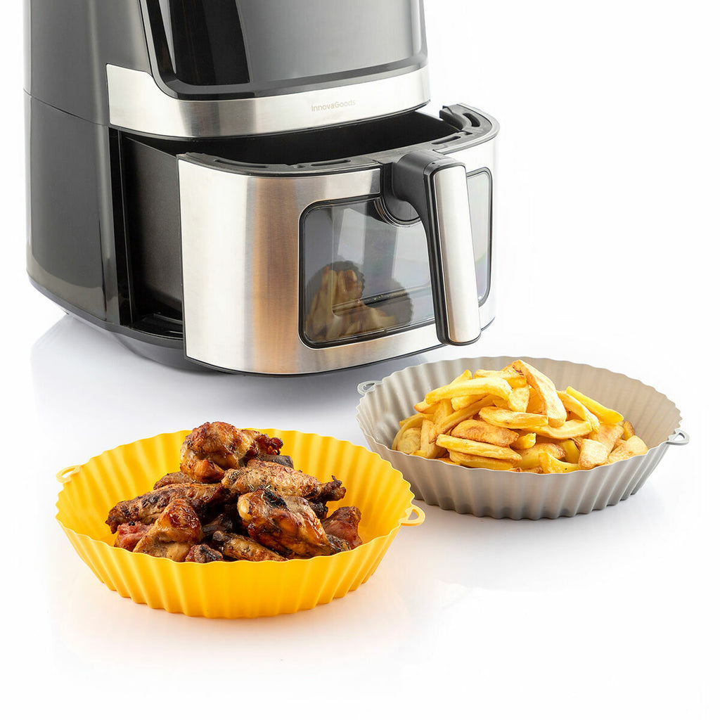 InnovaGoods Mollicon Airfryer-Set – 4 Silikonkörbe und 2 Küchenpinsel