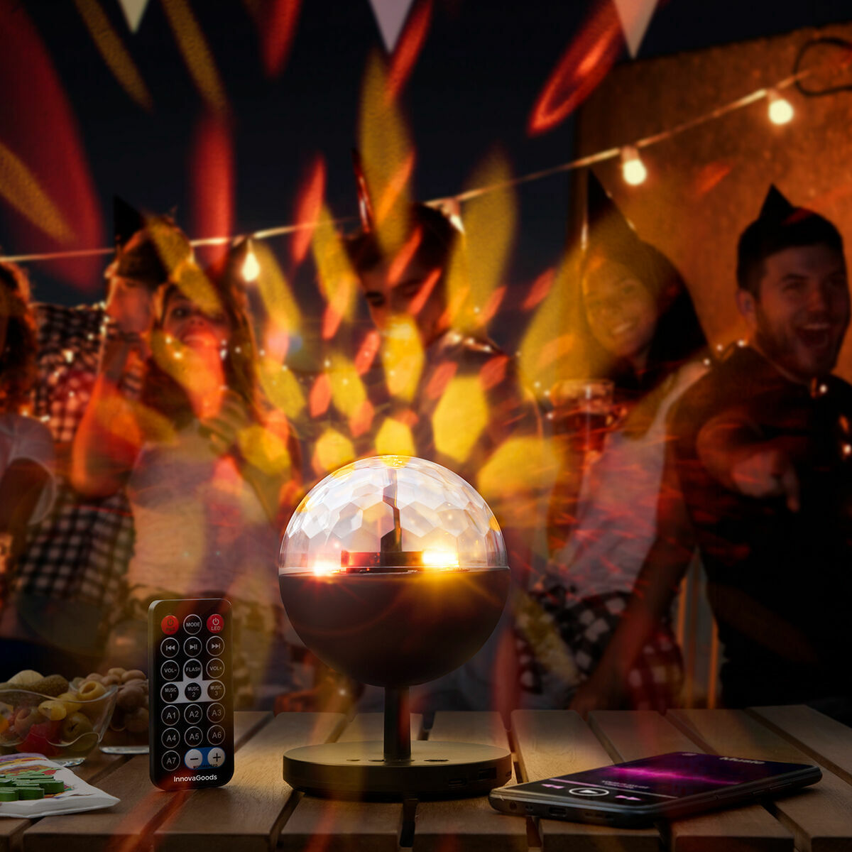 InnovaGoods Istarlyt Akku-LED-Discoprojektor mit Bluetooth-Lautsprecher