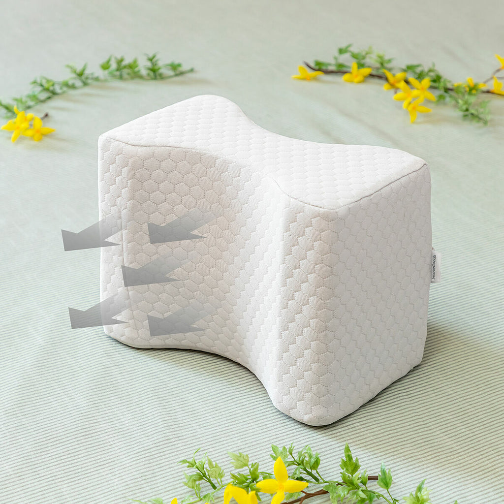 InnovaGoods Lerellow Memory-Schaum-Bein- und Kniekissen mit Halteband