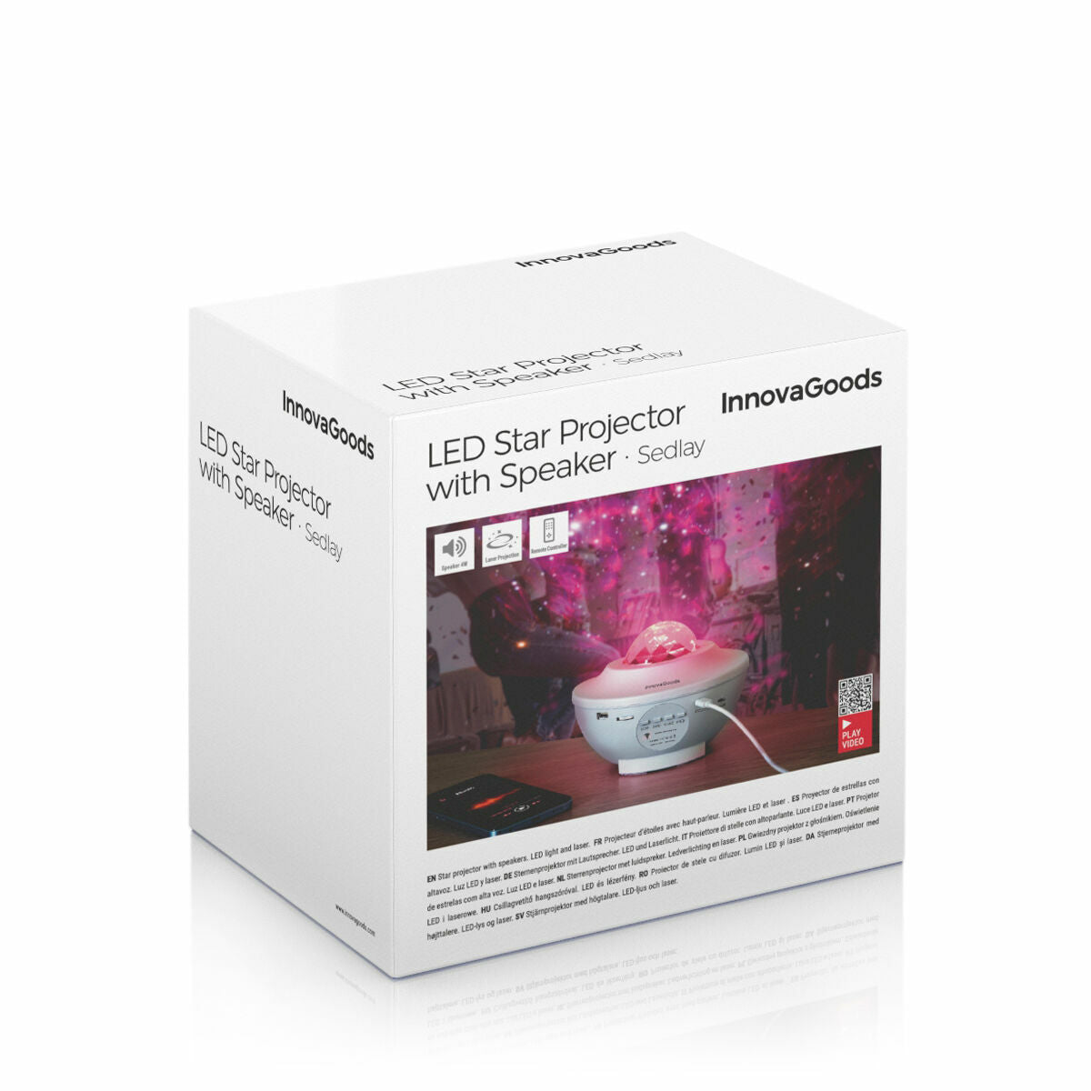 InnovaGoods Sedlay LED-Sternenprojektor mit Bluetooth-Lautsprecher
