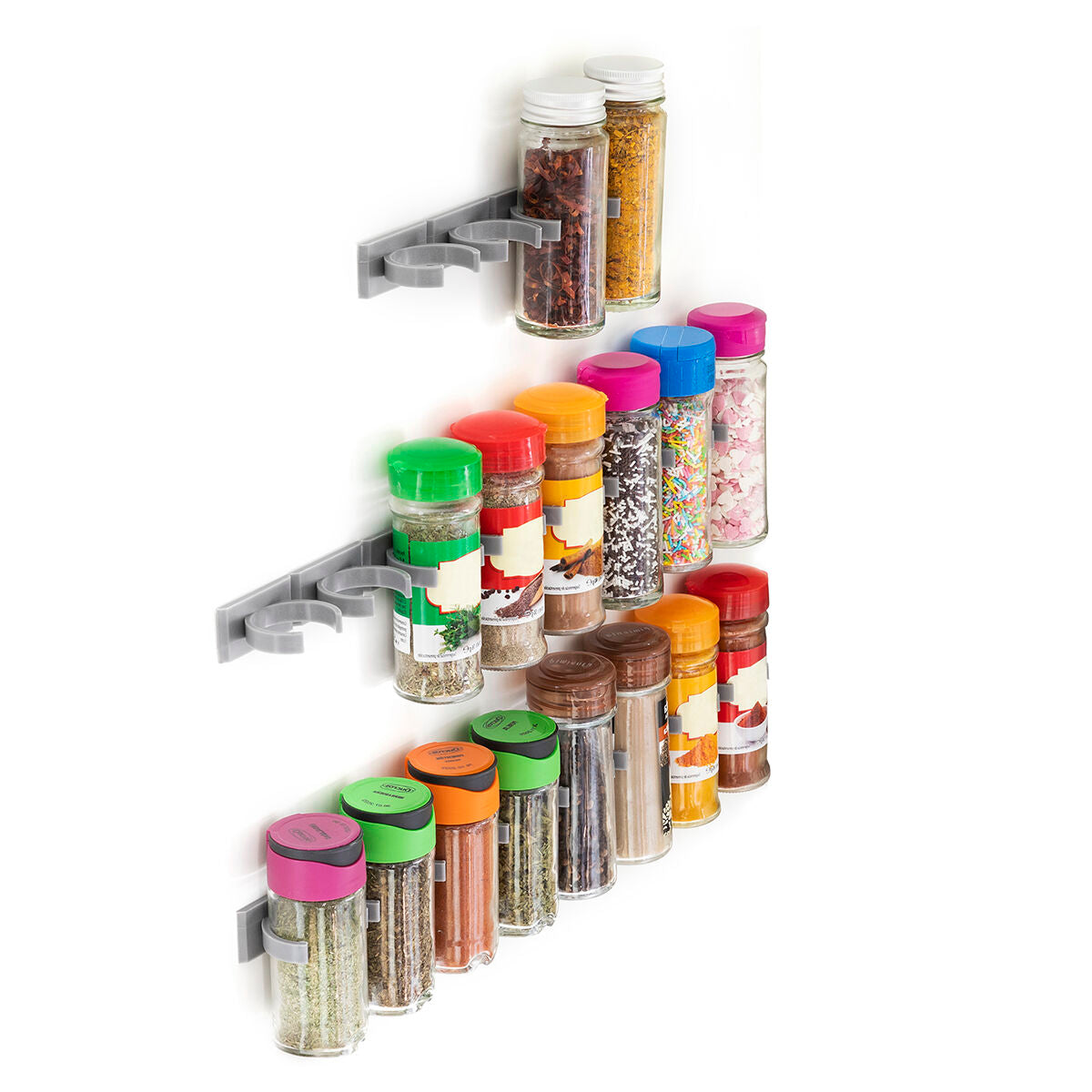 InnovaGoods Jarlock selbstklebende Gewürzhalter – Paket für 40 Behälter