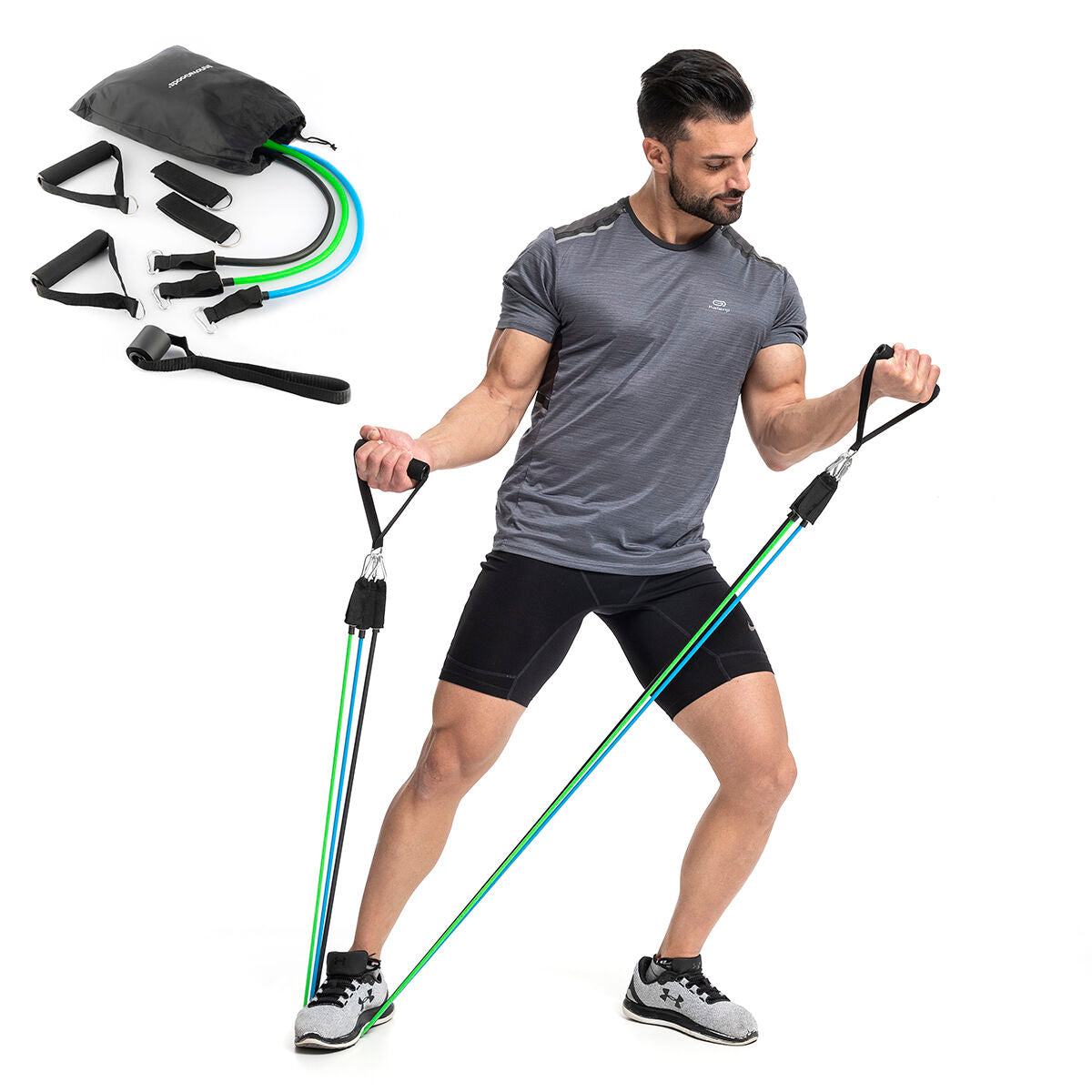InnovaGoods Plawer Bauchtrainer mit Tribainer-Widerstandsbändern – Paket