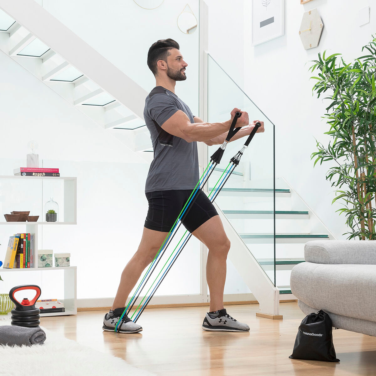 InnovaGoods Plawer Bauchtrainer mit Tribainer-Widerstandsbändern – Paket