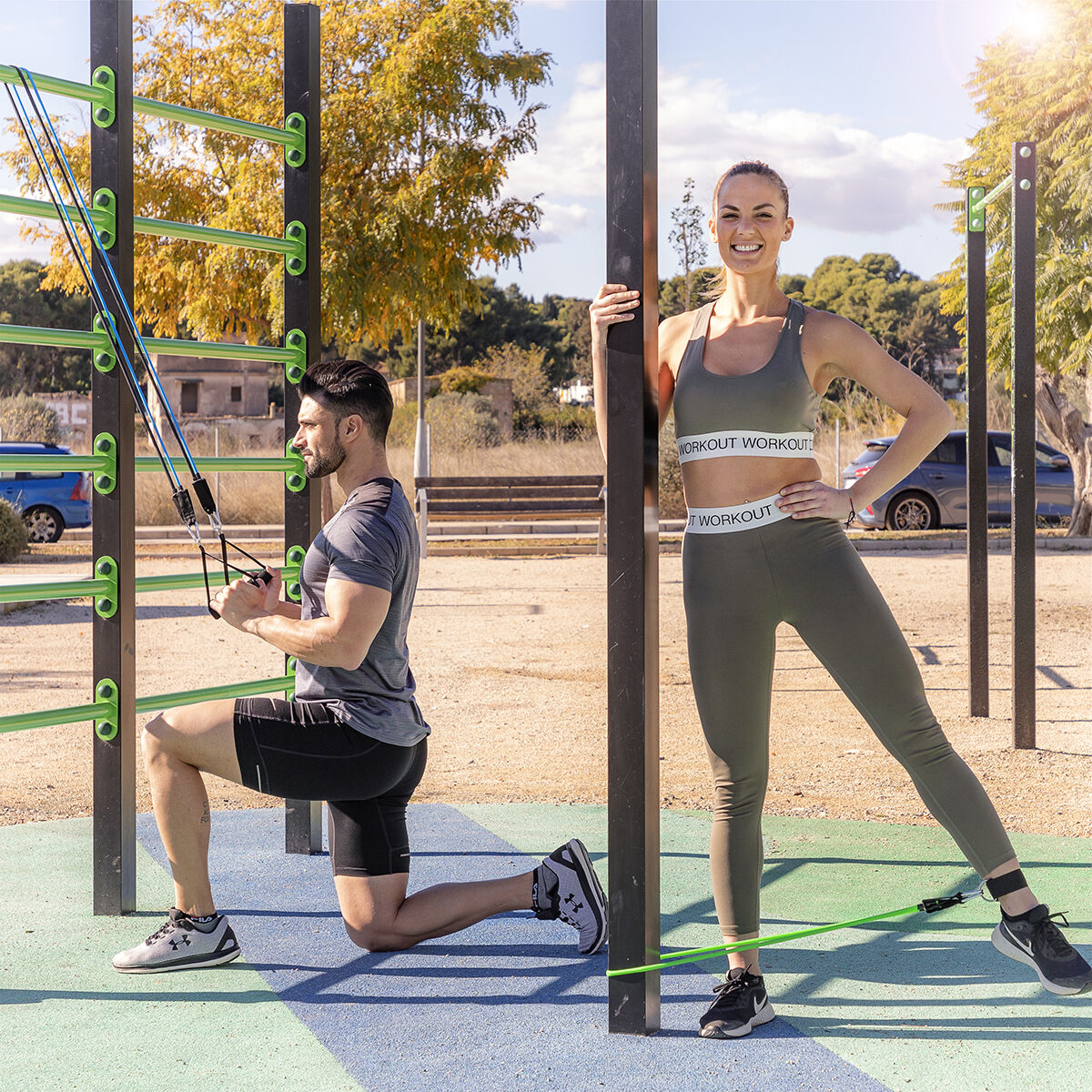 InnovaGoods Plawer Bauchtrainer mit Tribainer-Widerstandsbändern – Paket