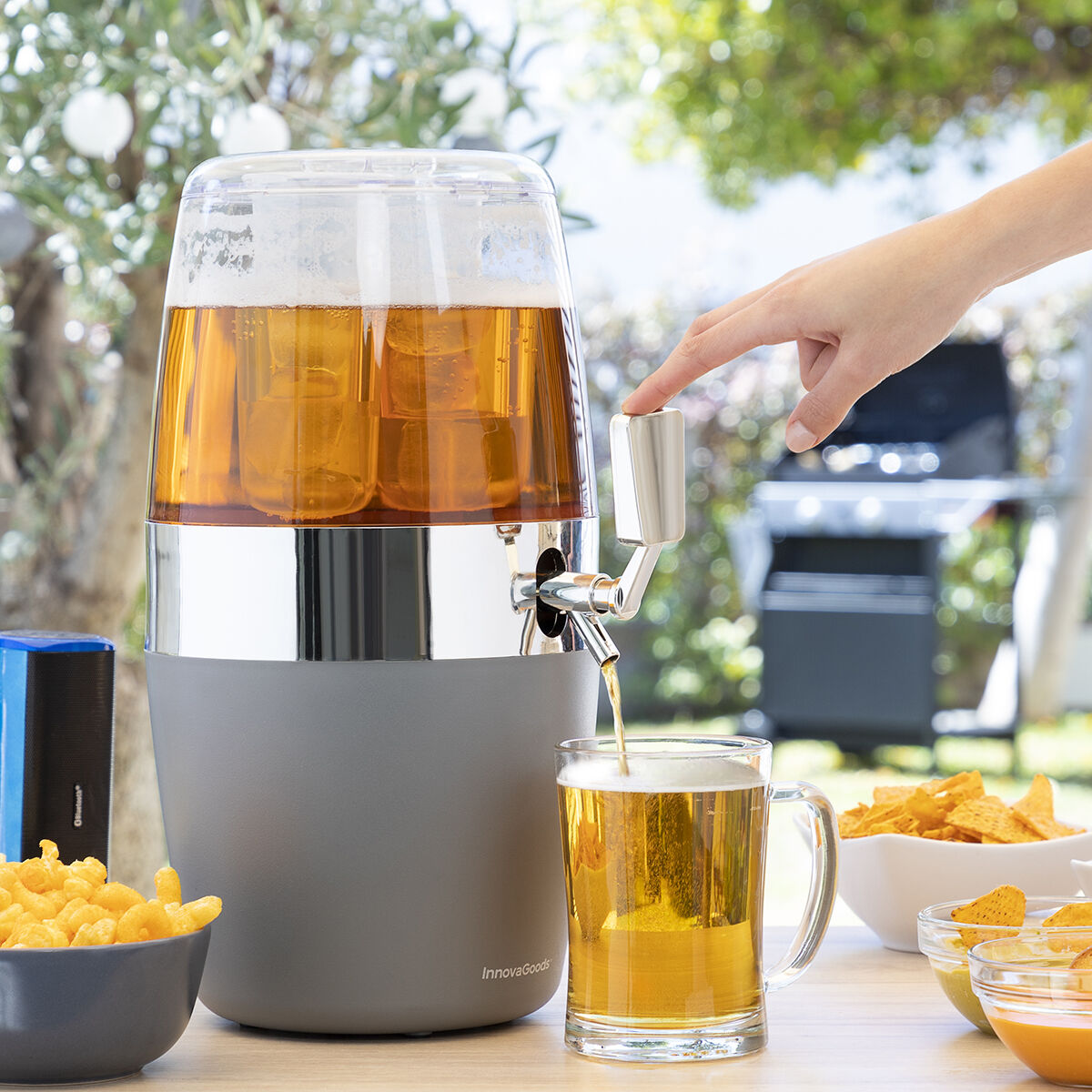 InnovaGoods Freer Getränkespender 4 L mit 2 Sunfold-Sonnenbrillen Spain Rot