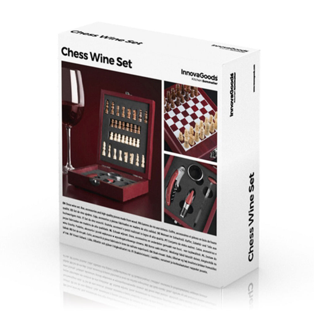 Schach-Wein-Set InnovaGoods 37-teilig Holz Edelstahl 15 x 5 x 17 cm