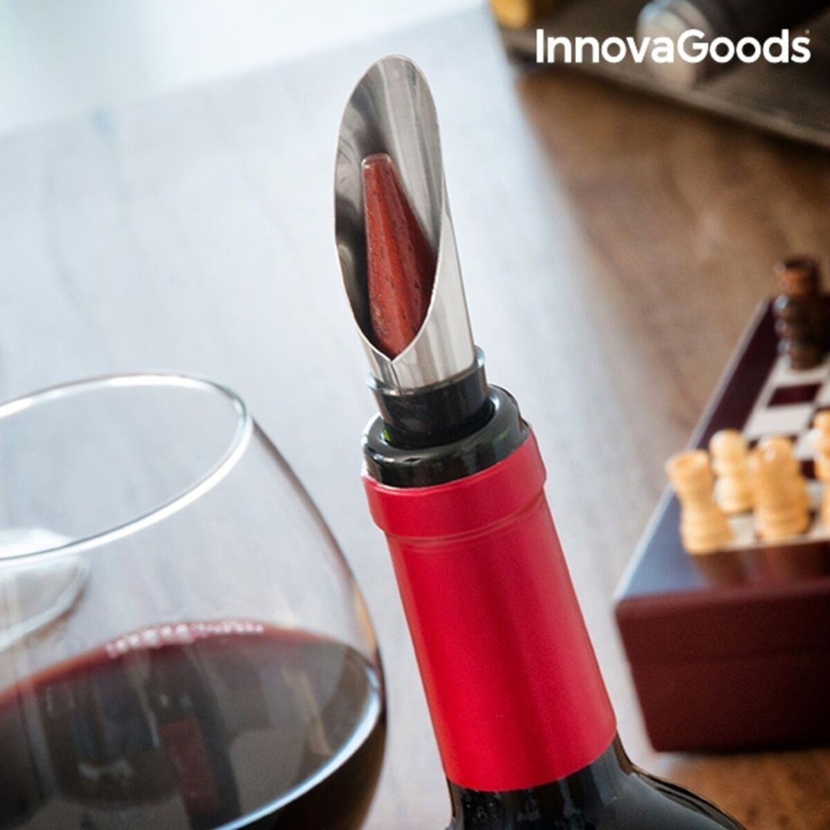 Schach-Wein-Set InnovaGoods 37-teilig Holz Edelstahl 15 x 5 x 17 cm