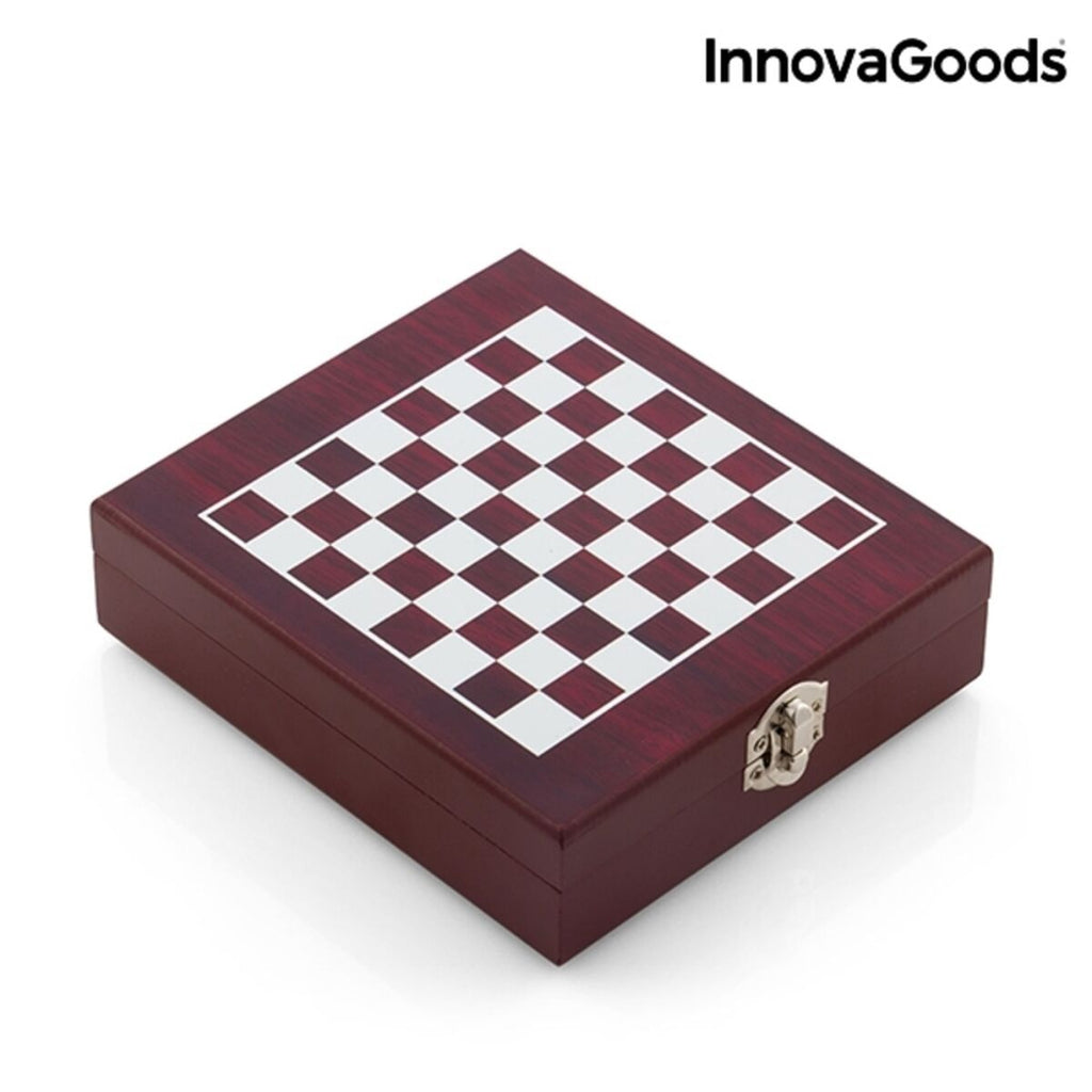 Schach-Wein-Set InnovaGoods 37-teilig Holz Edelstahl 15 x 5 x 17 cm