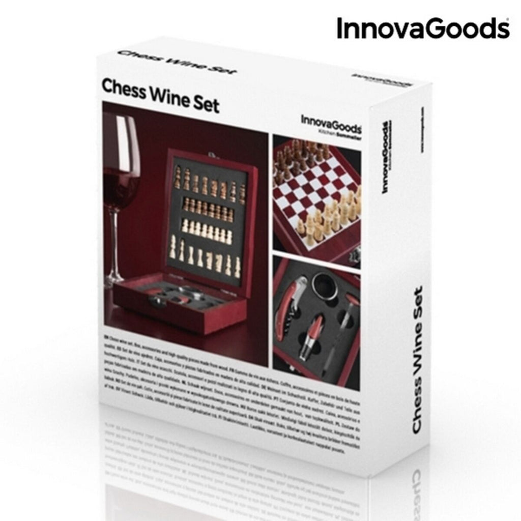 Schach-Wein-Set InnovaGoods 37-teilig Holz Edelstahl 15 x 5 x 17 cm