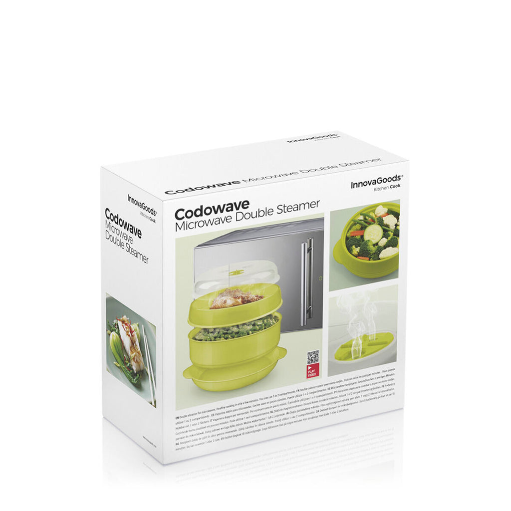 InnovaGoods Codowave Mikrowellen-Dampfgarer doppelt – gesund kochen, spülmaschinenfest