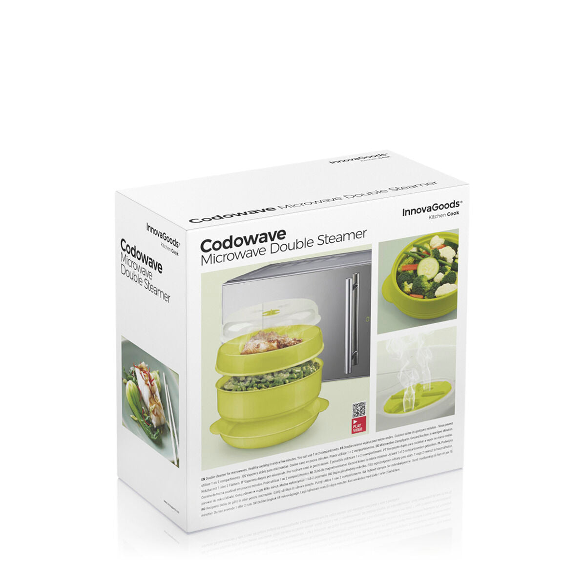 InnovaGoods Codowave Mikrowellen-Dampfgarer doppelt – gesund kochen, spülmaschinenfest
