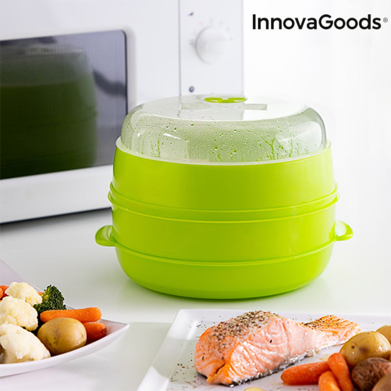 InnovaGoods Codowave Mikrowellen-Dampfgarer doppelt – gesund kochen, spülmaschinenfest
