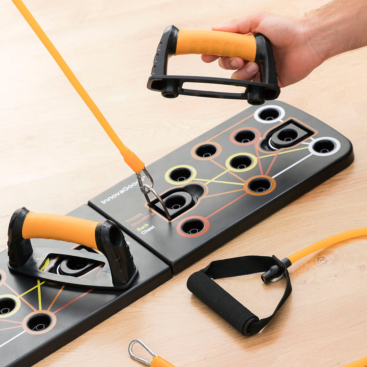 InnovaGoods Pulsher Liegestützbrett mit 2 Widerstandsbändern