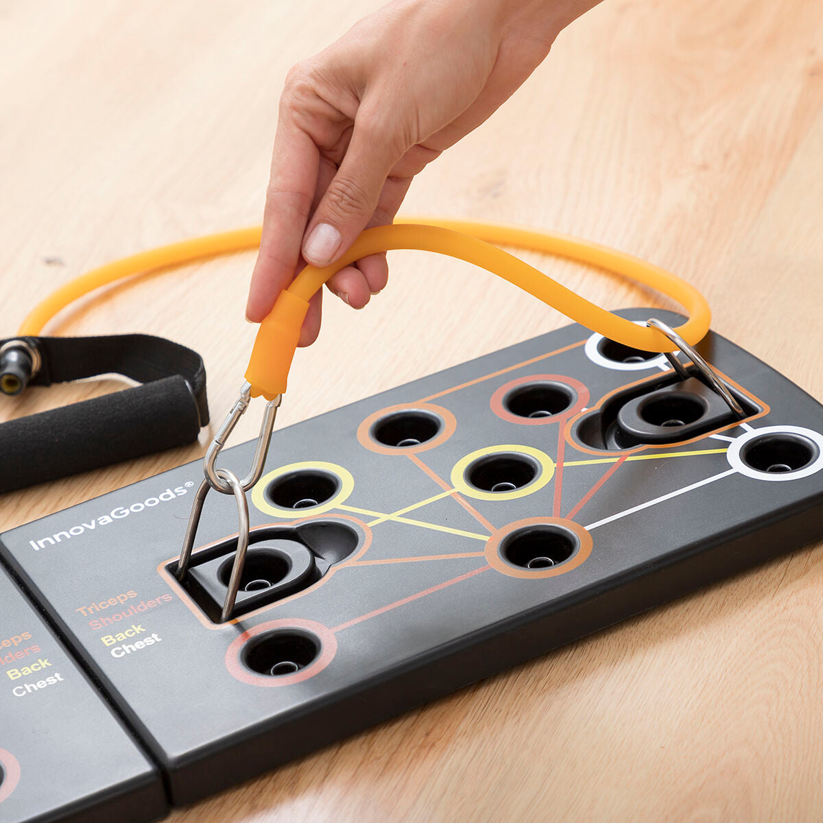 InnovaGoods Pulsher Liegestützbrett mit 2 Widerstandsbändern