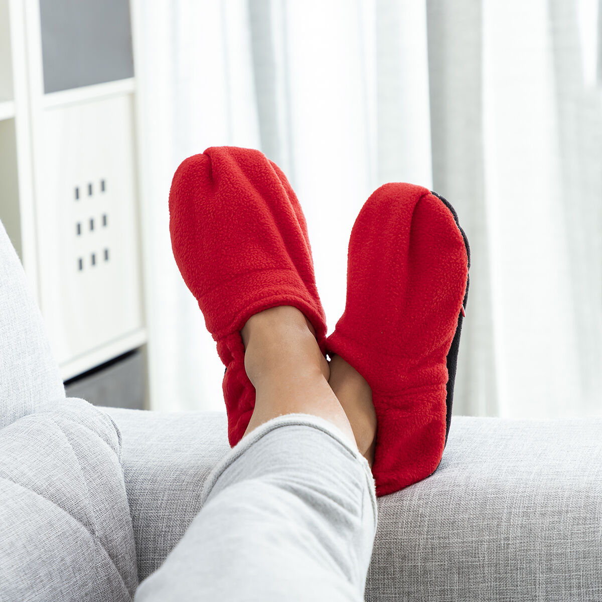 InnovaGoods Wärmepantoffeln mit herausnehmbaren Wärmebeuteln – Rot