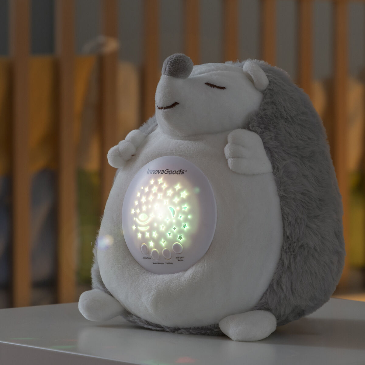 Igel-Kuscheltier mit Weißem Rauschen und Nachtlicht-Projektor Spikey InnovaGoods