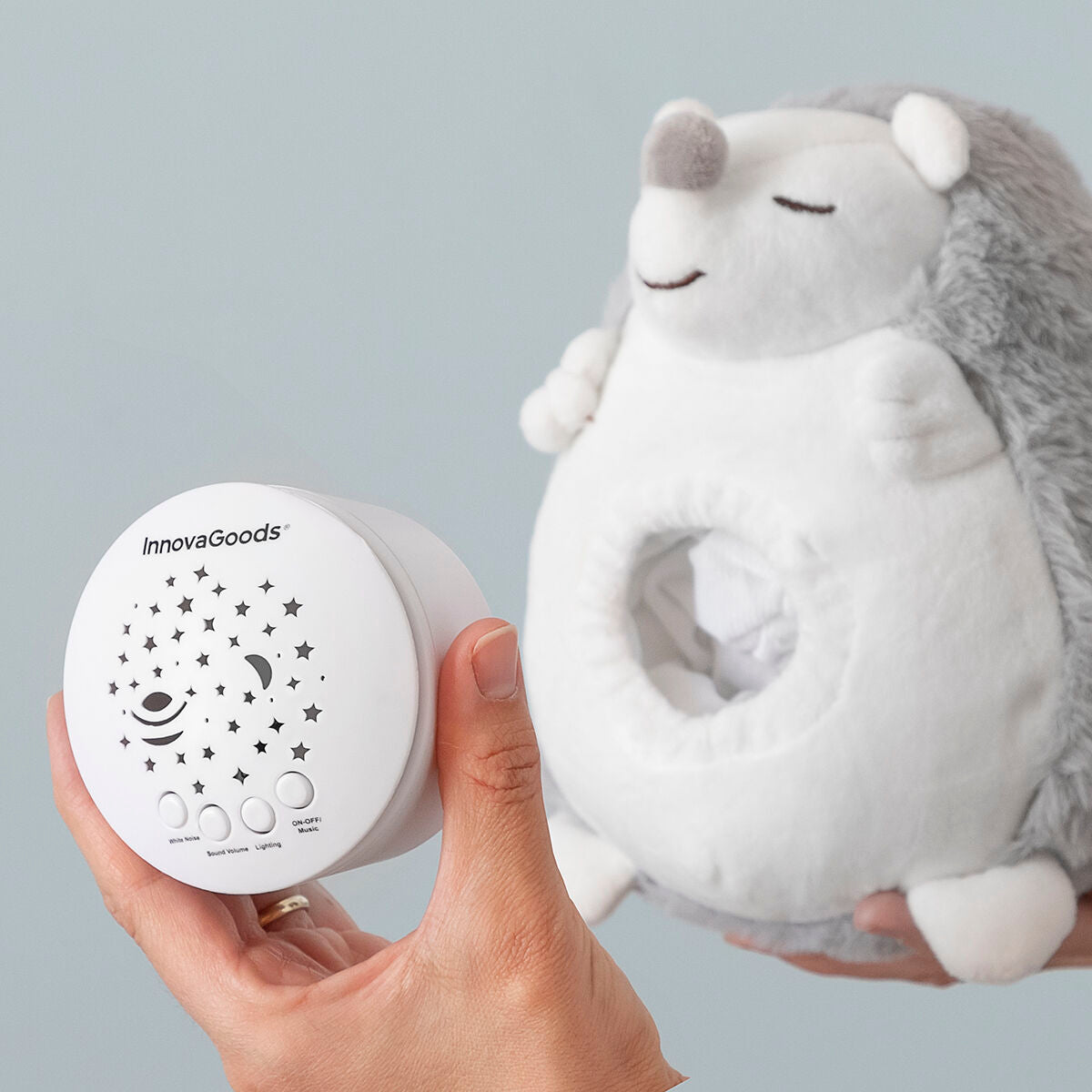 Igel-Kuscheltier mit Weißem Rauschen und Nachtlicht-Projektor Spikey InnovaGoods