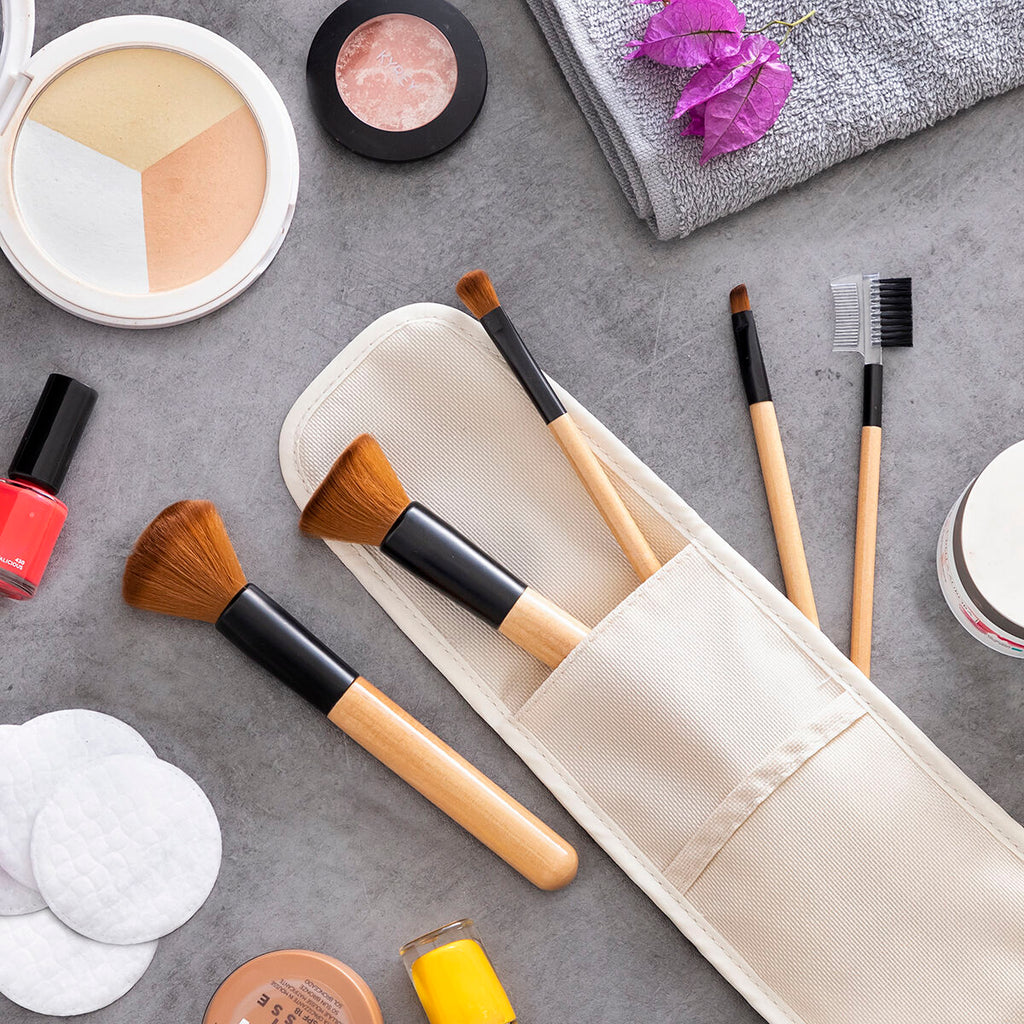 Make-up-Pinsel-Set mit Etui Miset InnovaGoods 5 Stück
