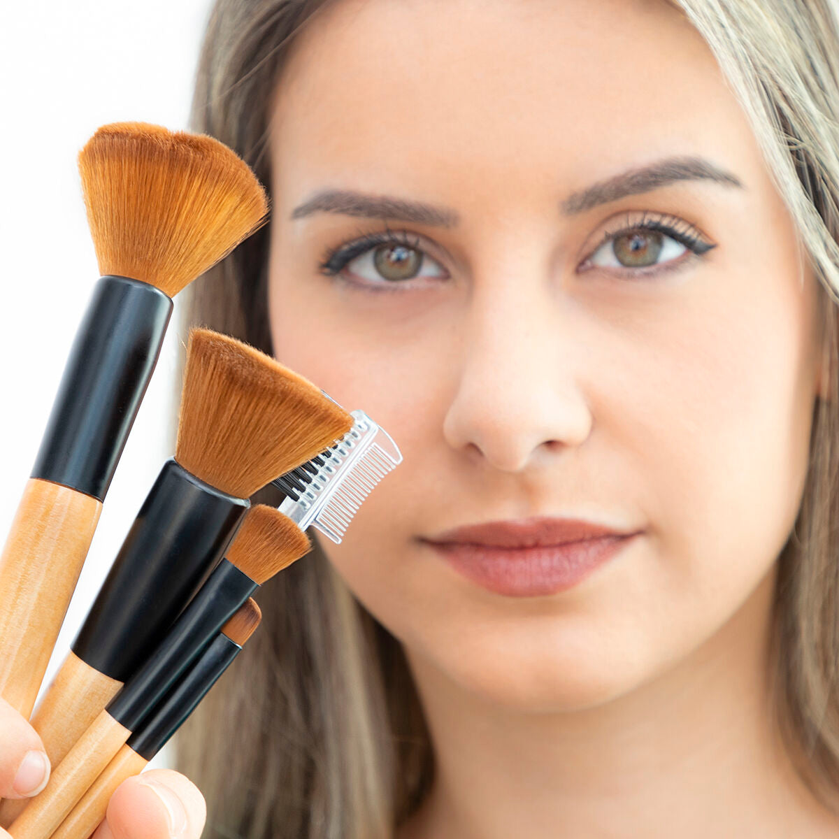 Make-up-Pinsel-Set mit Etui Miset InnovaGoods 5 Stück