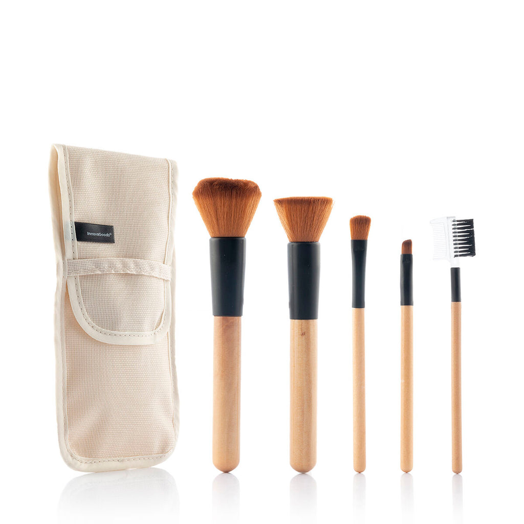 Make-up-Pinsel-Set mit Etui Miset InnovaGoods 5 Stück