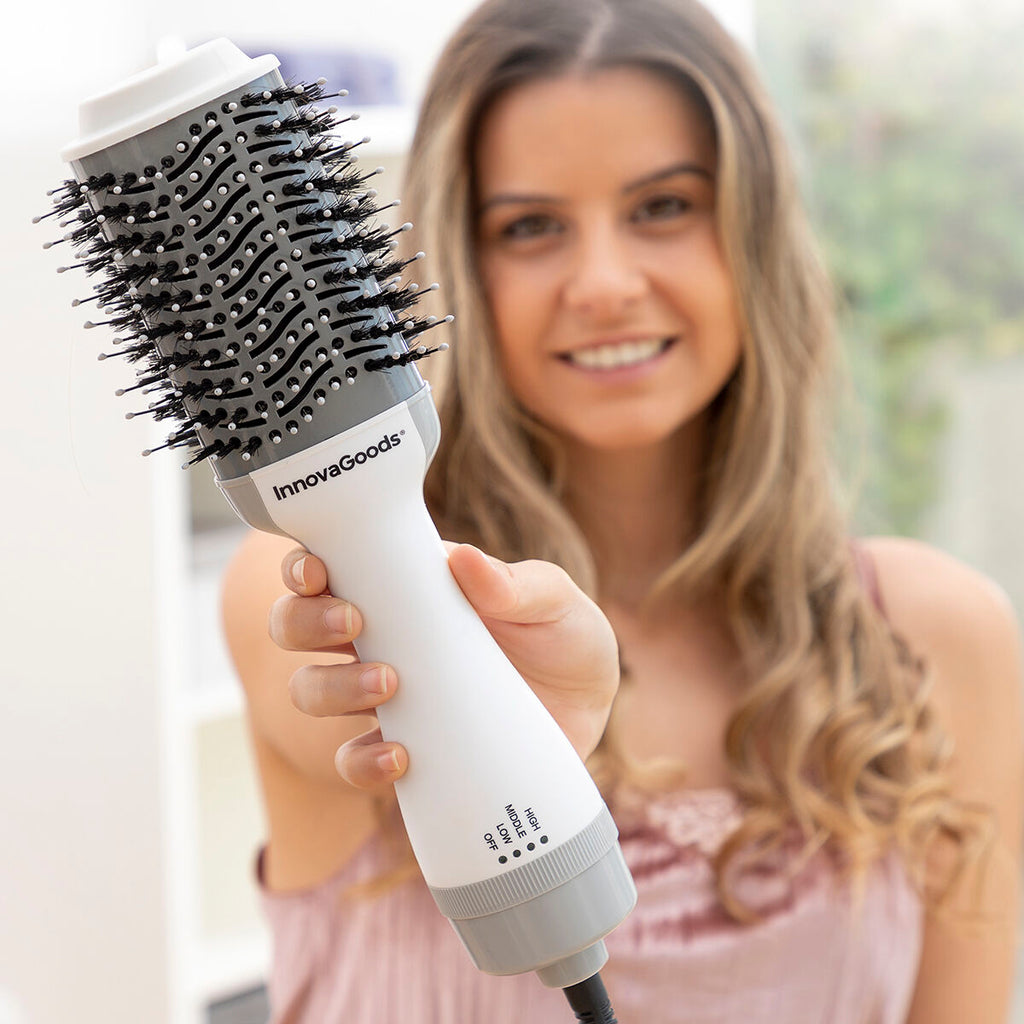 Ionischer Trocknungs- und Volumen-Haarbürste Volumio InnovaGoods Weiß Grau 1000 W