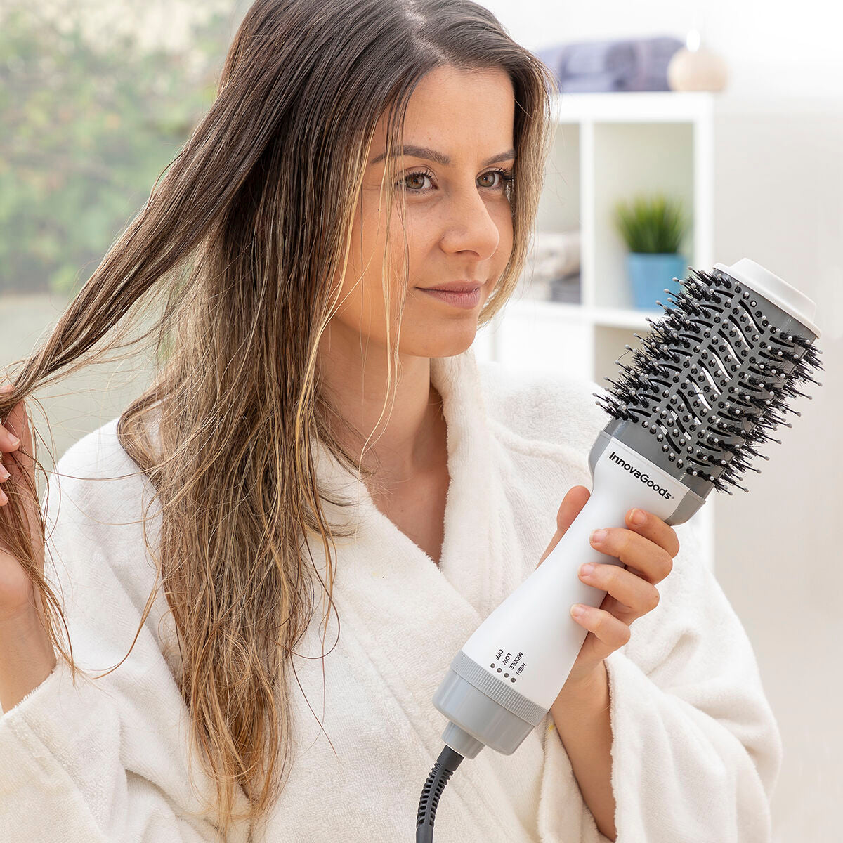 Ionischer Trocknungs- und Volumen-Haarbürste Volumio InnovaGoods Weiß Grau 1000 W