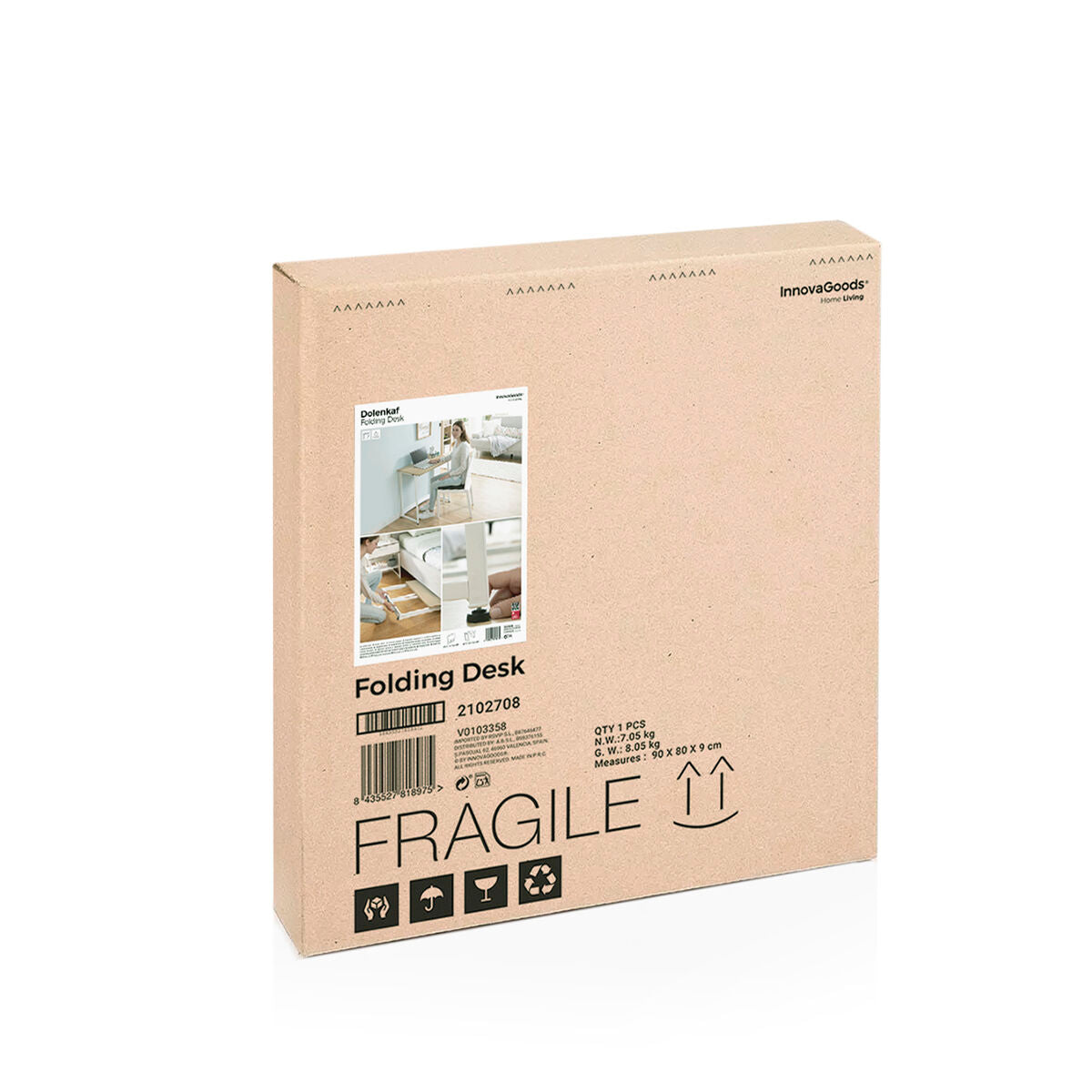 InnovaGoods Dolenkaf Klapp-Schreibtisch – Beige/Weiß