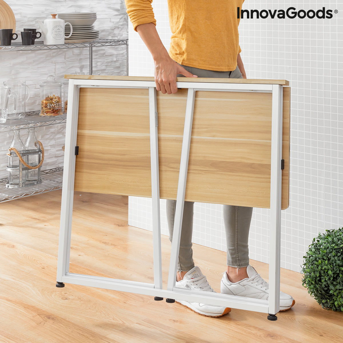 InnovaGoods Dolenkaf Klapp-Schreibtisch – Beige/Weiß