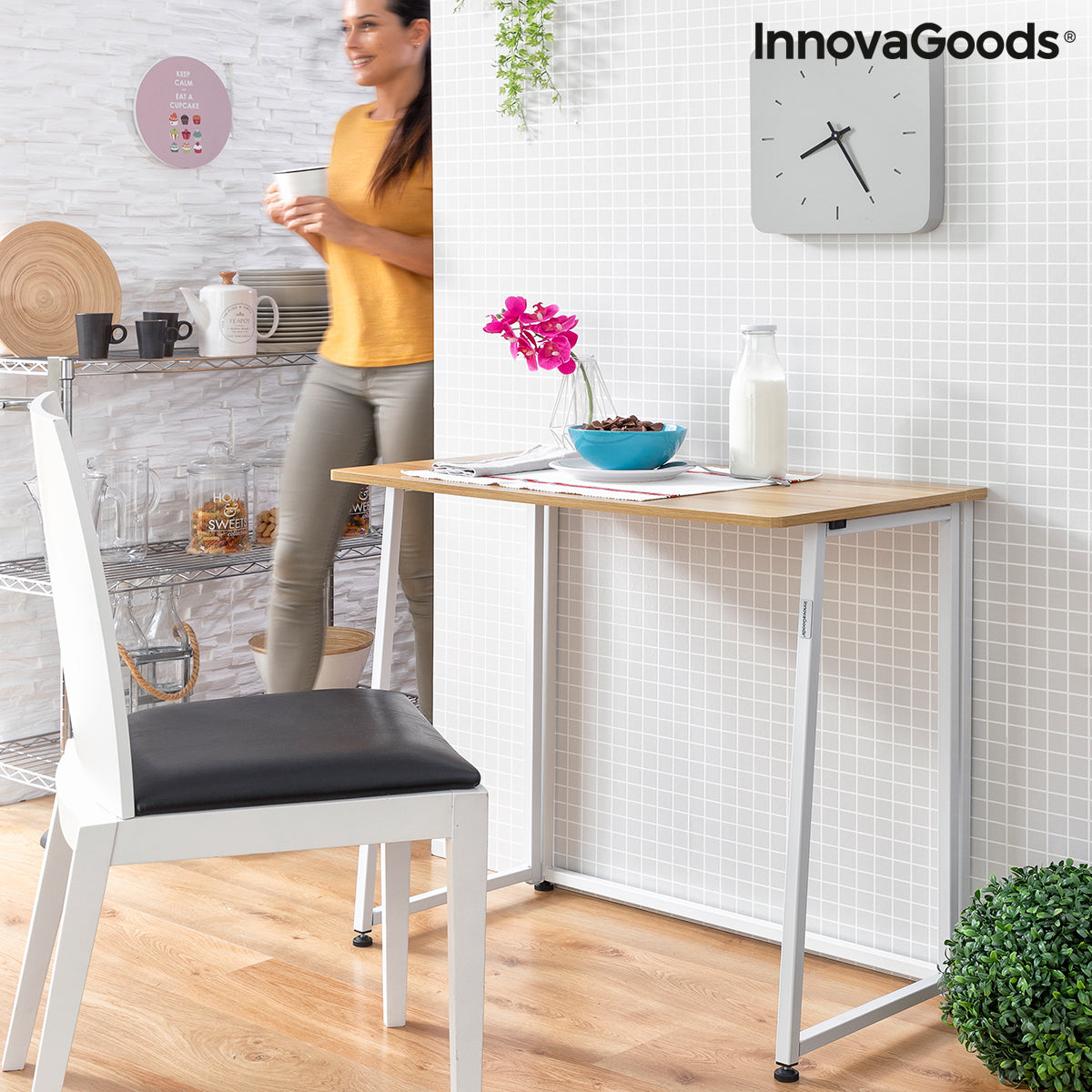 InnovaGoods Dolenkaf Klapp-Schreibtisch – Beige/Weiß