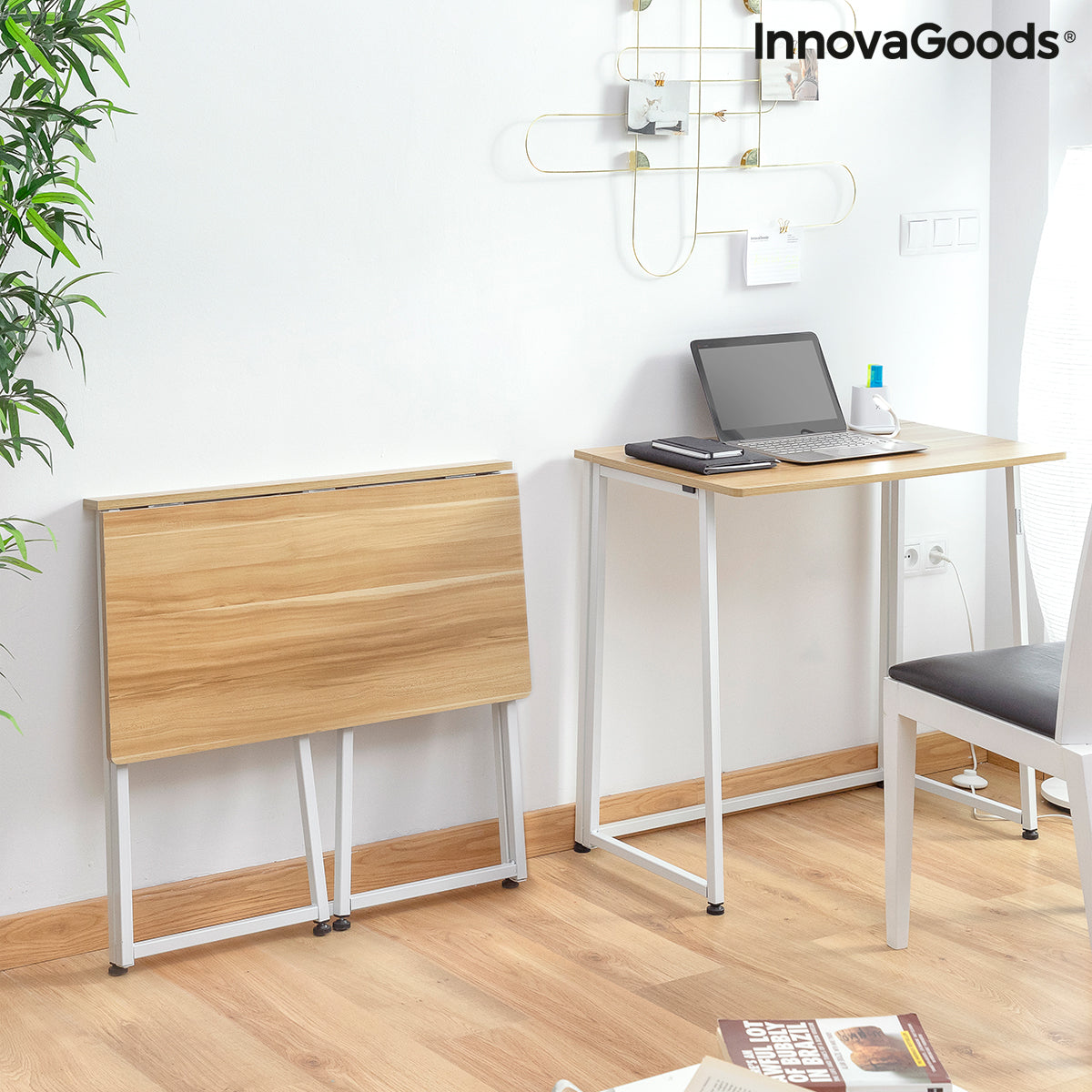 InnovaGoods Dolenkaf Klapp-Schreibtisch – Beige/Weiß