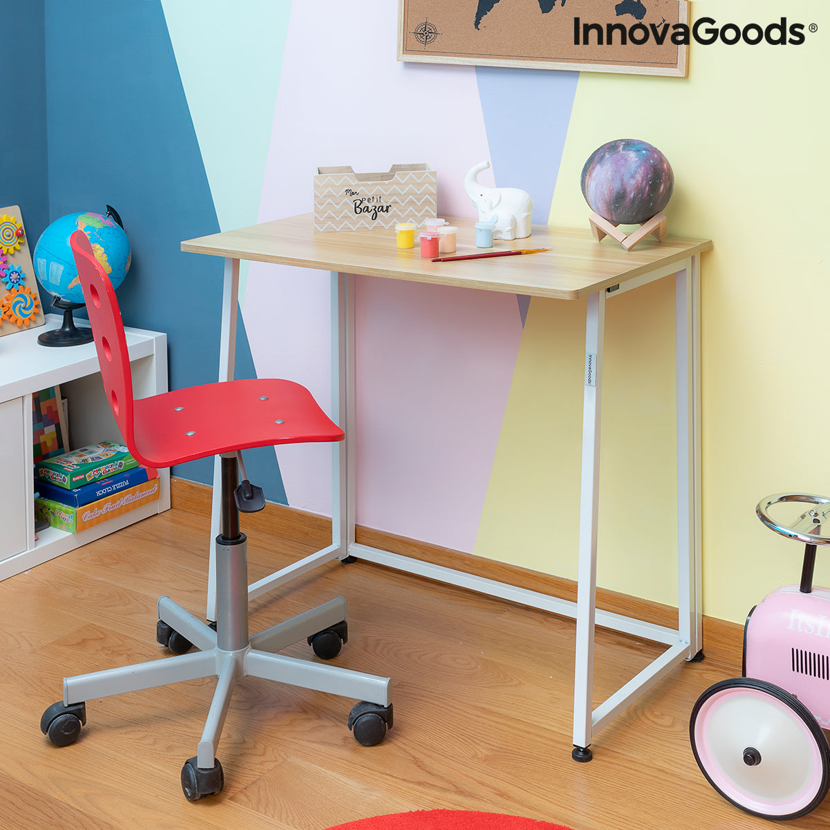 InnovaGoods Dolenkaf Klapp-Schreibtisch – Beige/Weiß