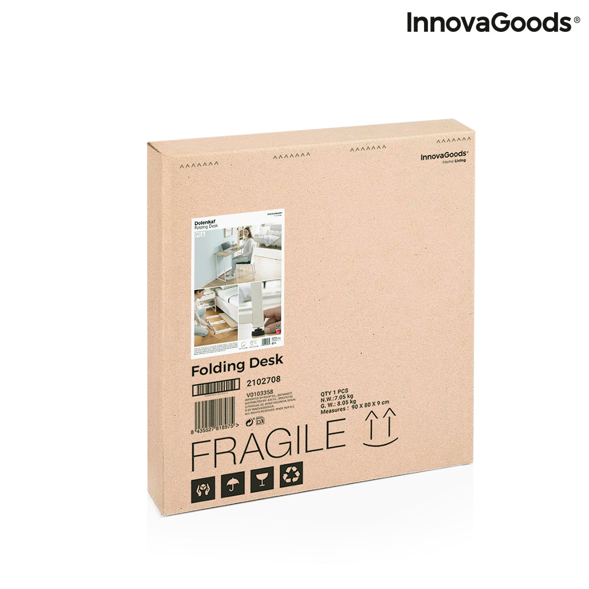 InnovaGoods Dolenkaf Klapp-Schreibtisch – Beige/Weiß