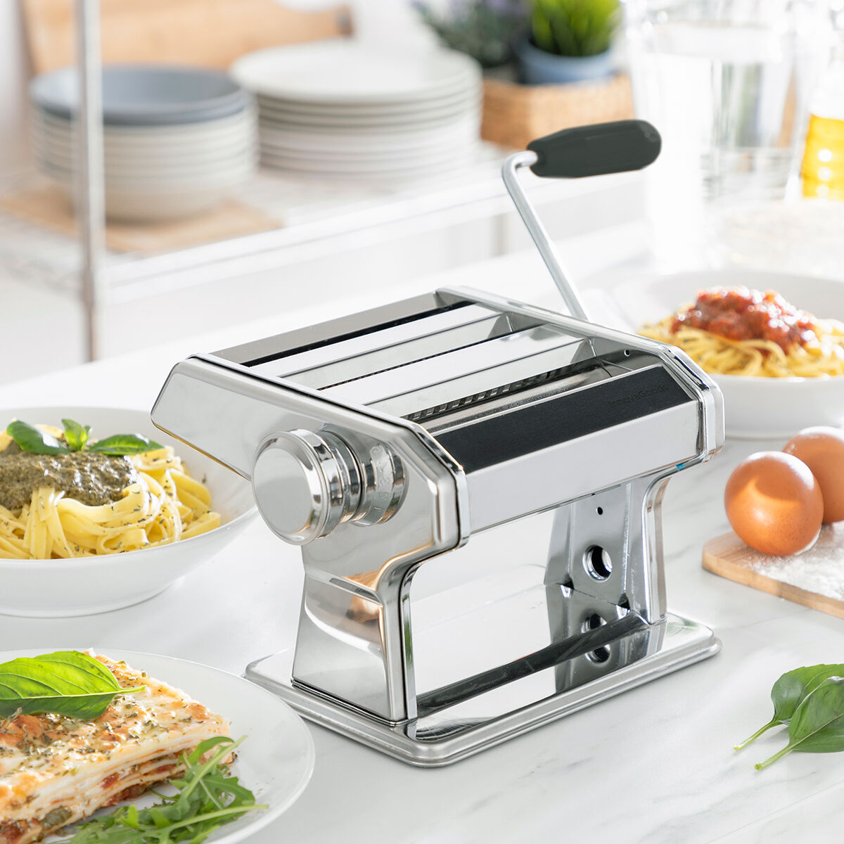 Nudelmaschine für frische Pasta mit Rezepten Frashta InnovaGoods Silber