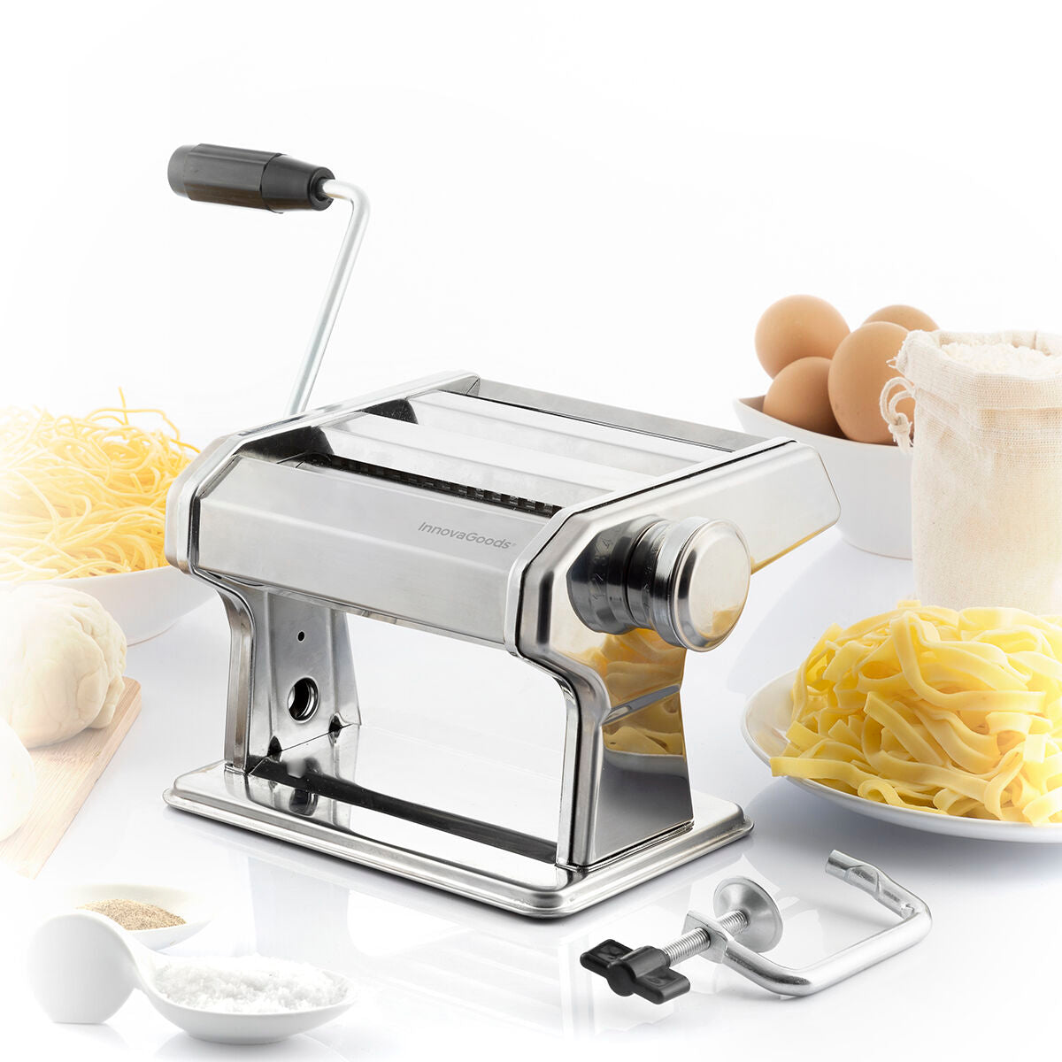 Nudelmaschine für frische Pasta mit Rezepten Frashta InnovaGoods Silber
