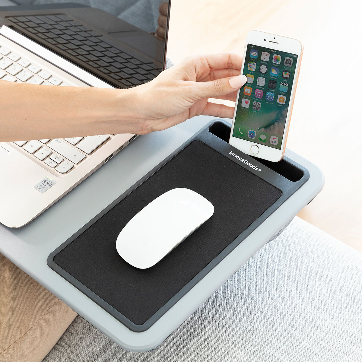Tragbarer Laptop-Tisch mit XL-Kissen Deskion InnovaGoods