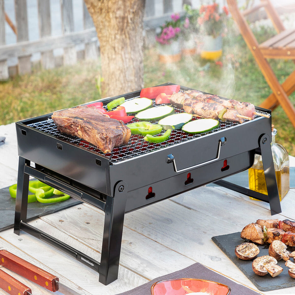 InnovaGoods BearBQ Klappbarer Holzkohlegrill für 2 Personen